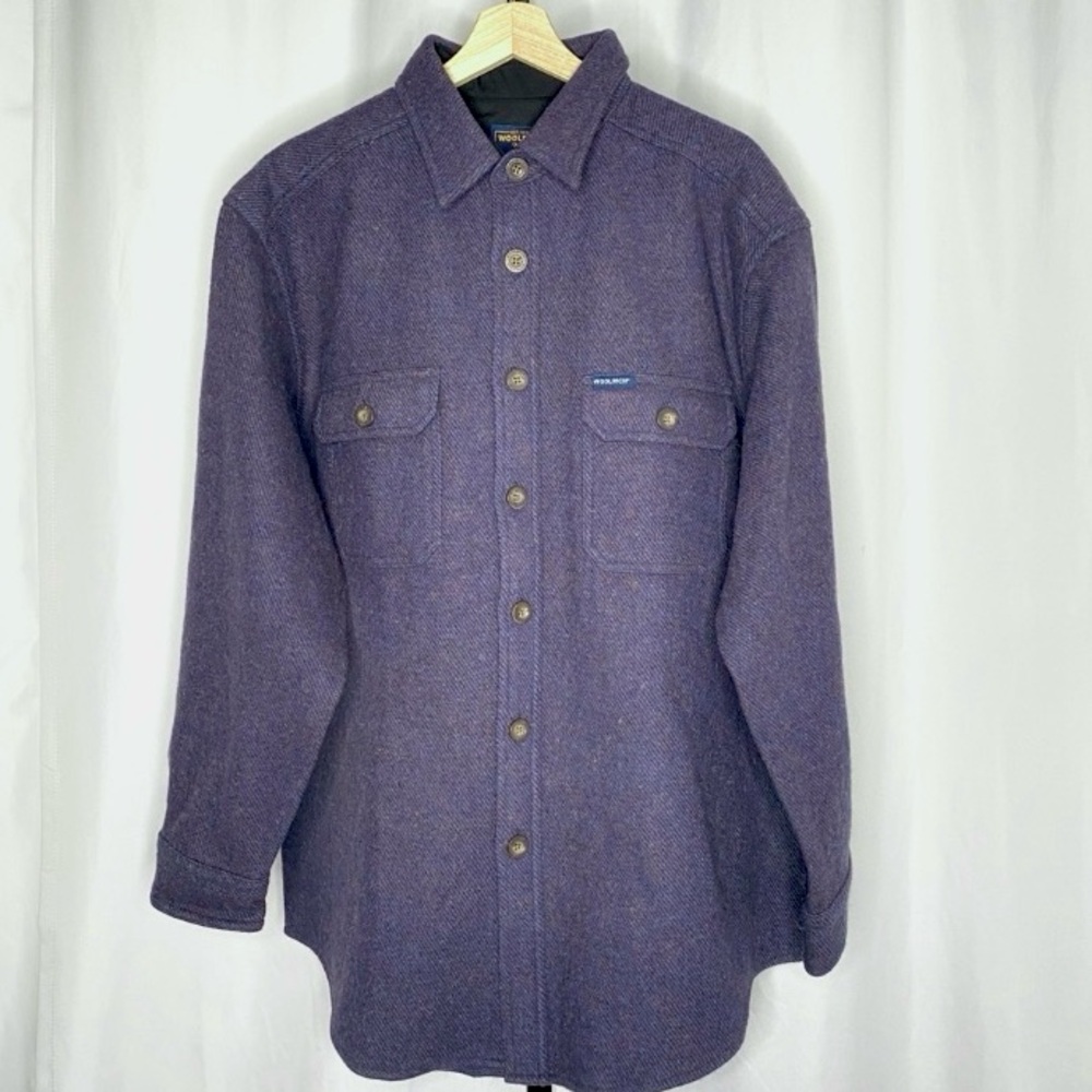 NWT Woolrich Vintage Overshirt Shirt Jacket Shacket Mens L Wool Blend Blue